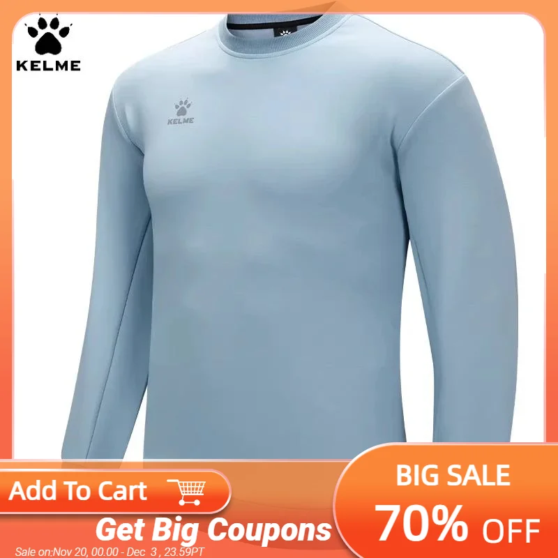 

Kelme Sports Round Neck Sweatshirt Men's Casual Solid Color Base Top Pullover Outdoor Sports Long Sleeved Shirt