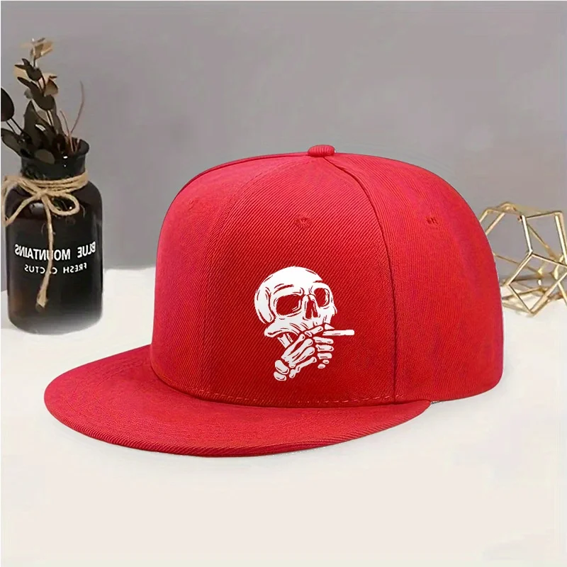 التدخين الجمجمة الرسم شقة حافة قبعة بيسبول البوليستر الشارع الشهير الهيب هوب قابل للتعديل Snapback قبعة الكبار عارضة #4