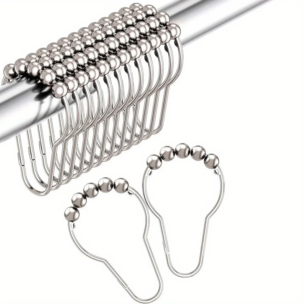 10-Piece Shower Curtain Hook Set, Decorative Rust-Proof Metal Hooks for Bathroom, Polished Finish, Easy to Install & Durable