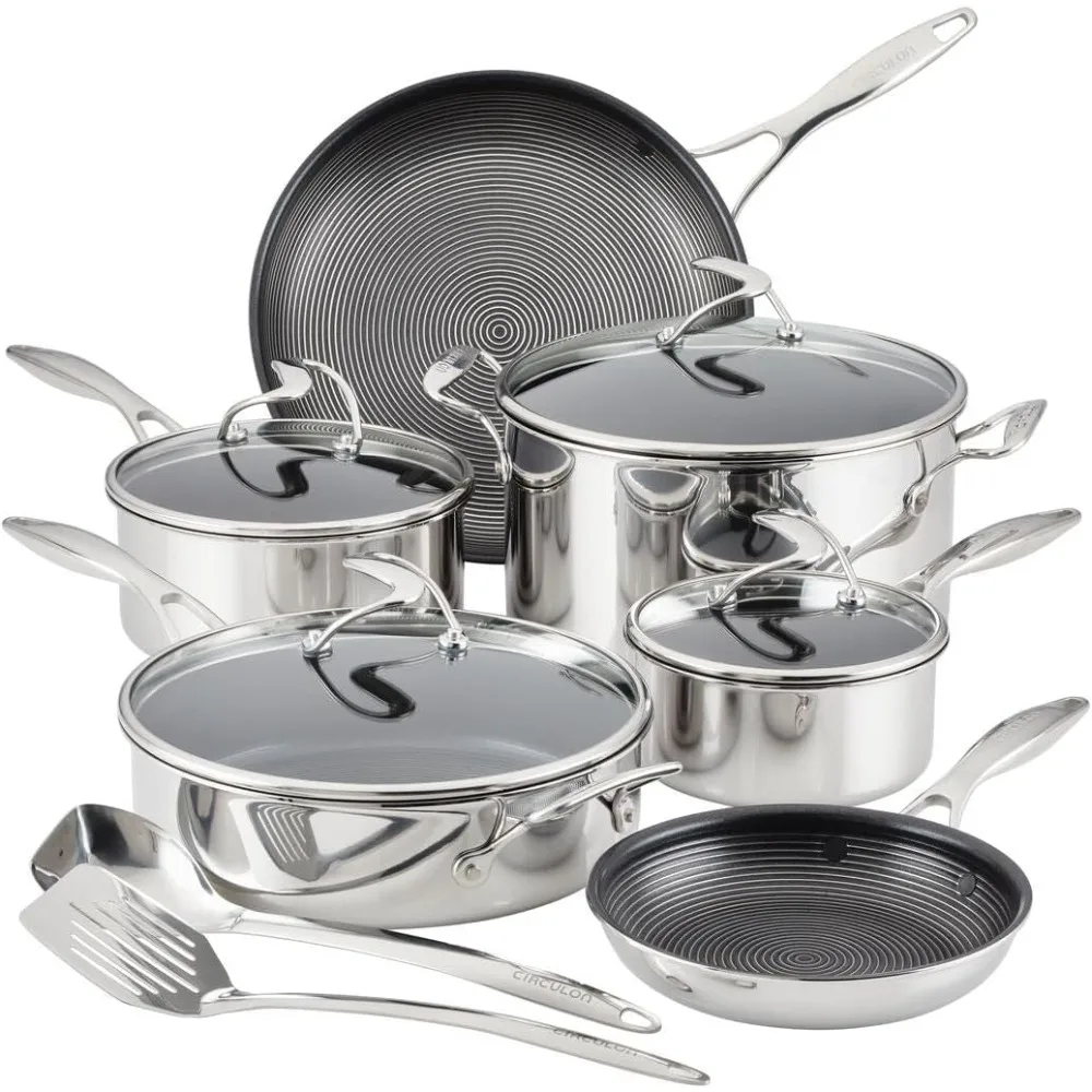 

Steel Cookware Pots And Pans And Utensil Set With Hybrid Steelshield And Nonstick Technology,