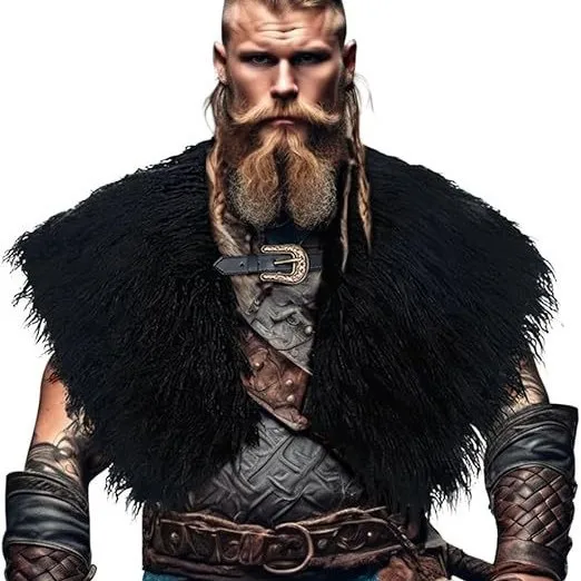 Men's and Women's Same Viking Fur Shawl Medieval  Fur Cloak Shoulder Renaissance Cosplay Costume