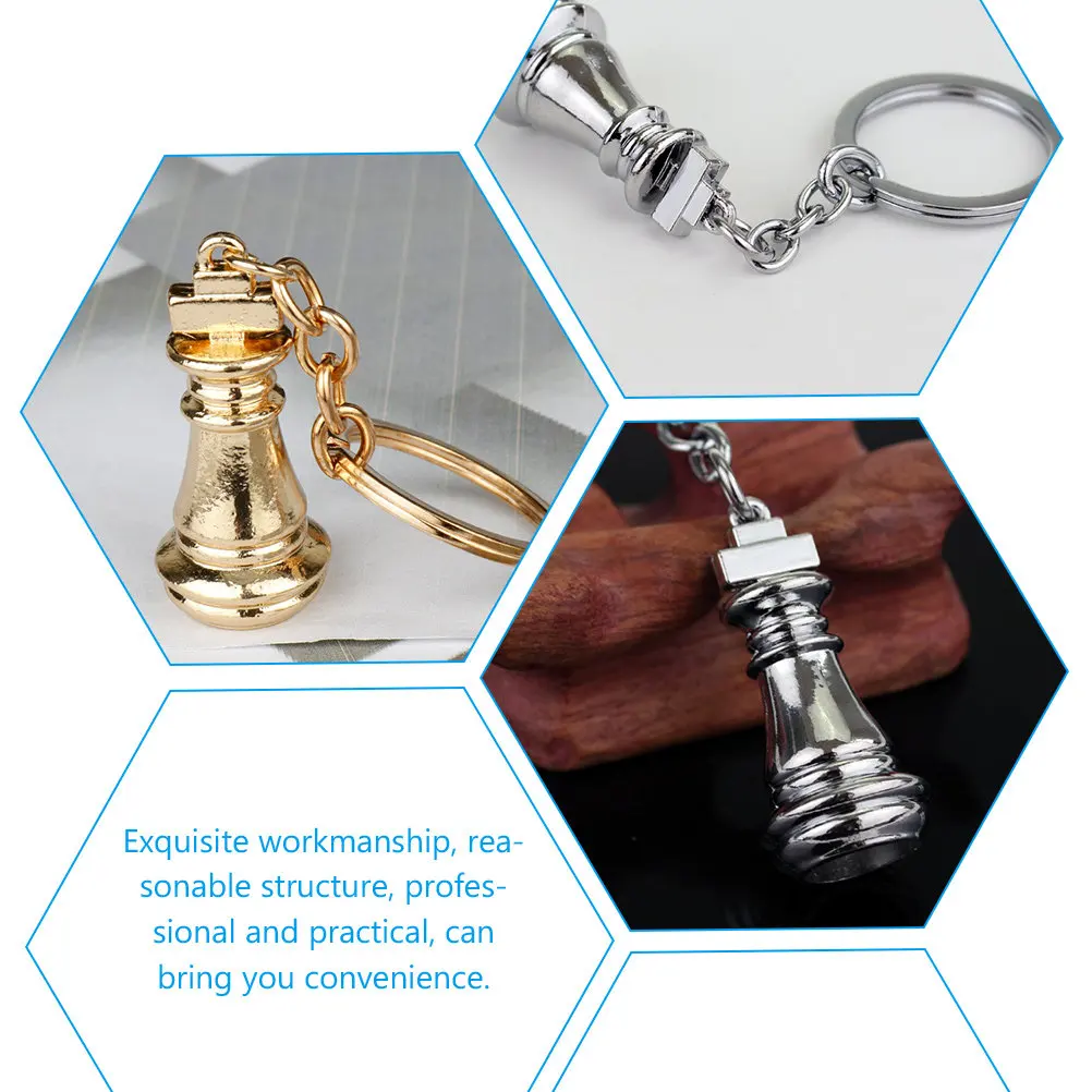 4Pcs Chess Key Chain Ring Exquisite Workmanship Alloy Keychain Gift for Chess Players Masters Birthday Anniversary Present