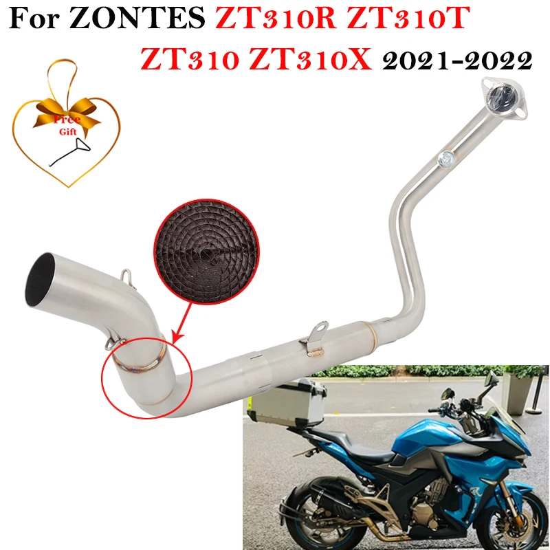 

Slip On For ZONTES ZT310R 310R ZT310T ZT310X 2021 2022 Motorcycle Exhaust System Escape Front Link Pipe Connecting 51mm Muffler