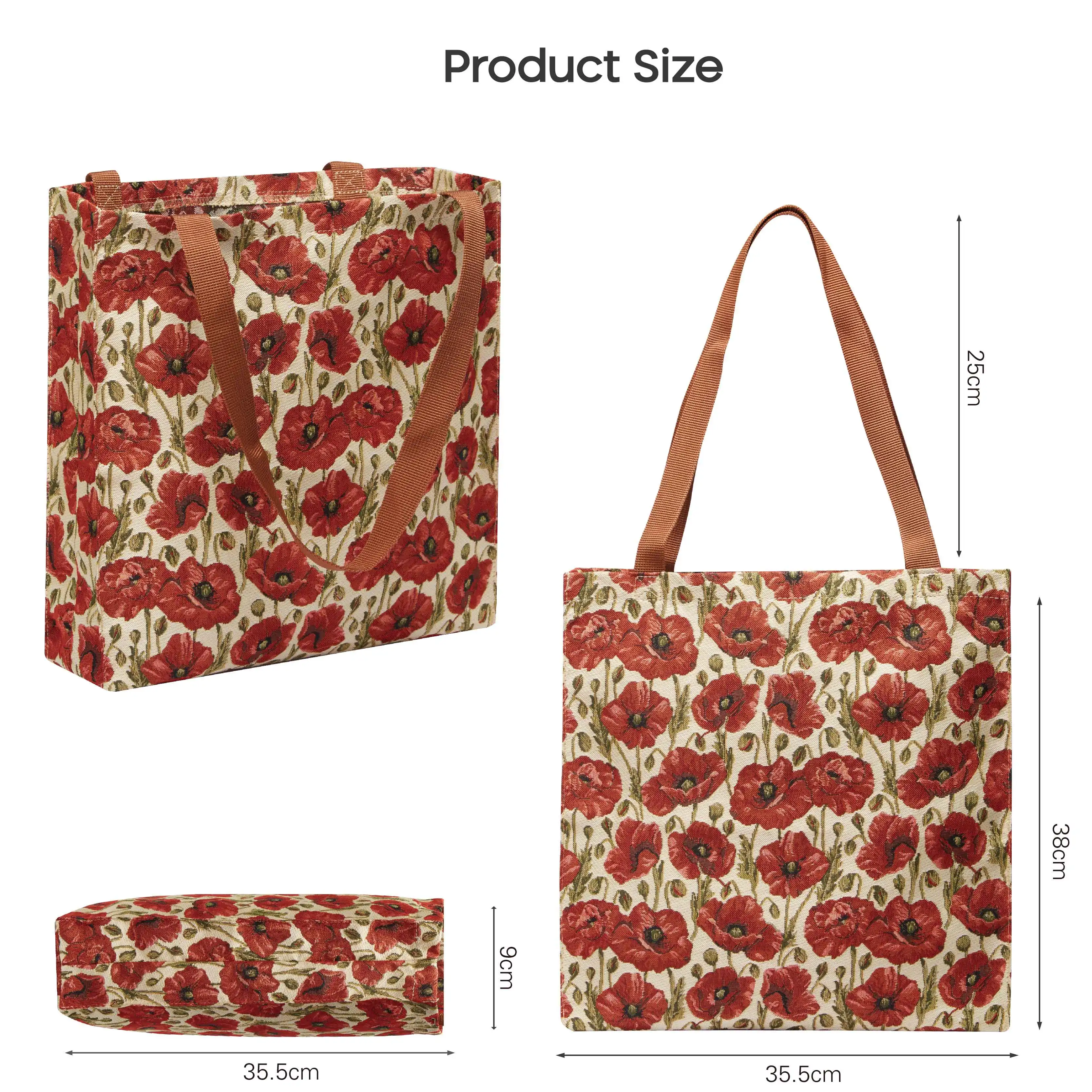 SAJA Foldable Shopping Bag Large Capacity Tote Bag Woman\'s Shoulder Bags Poppy Flower Female Gril Beach Grocery Bag for Travel