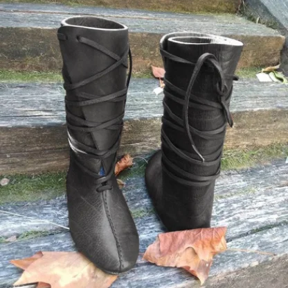 Gotische Steampunk Lederstiefel für Männer Mittelalterliche Renaissance Ritterstiefel für Frauen Cosplay Schuhe Karneval Party Retro Piratenstiefel Requisiten 2026 – Detail 10