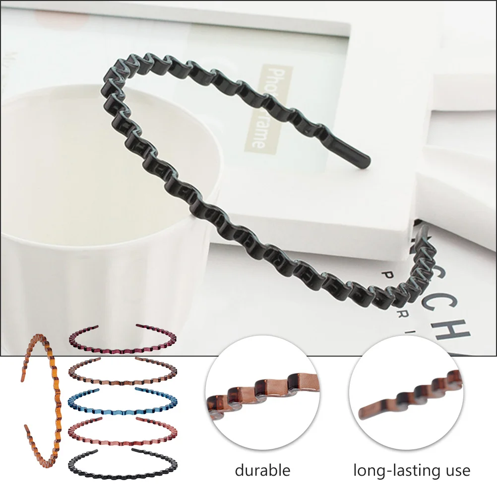 

6Pcs Resin Art Wave Headband Simple Design Chic Bathing Makeup Decorative Headdress Assorted Color Women Headband