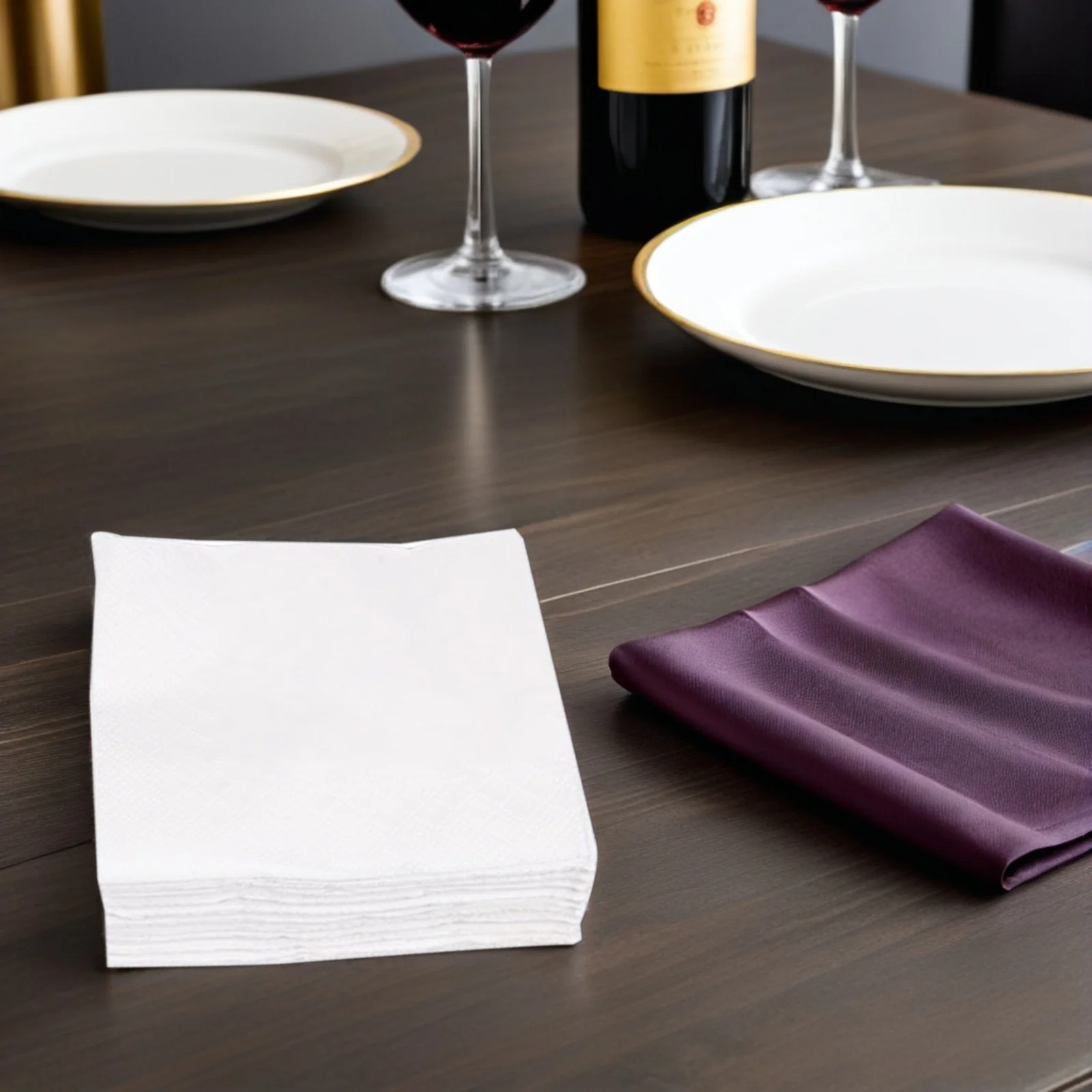 300 ورقة مناديل بيضاء مناديل ورقية 2 رقائق مطعم لوازم الحفلات عيد الميلاد عيد ميلاد دش صديقة للبيئة عالية #5