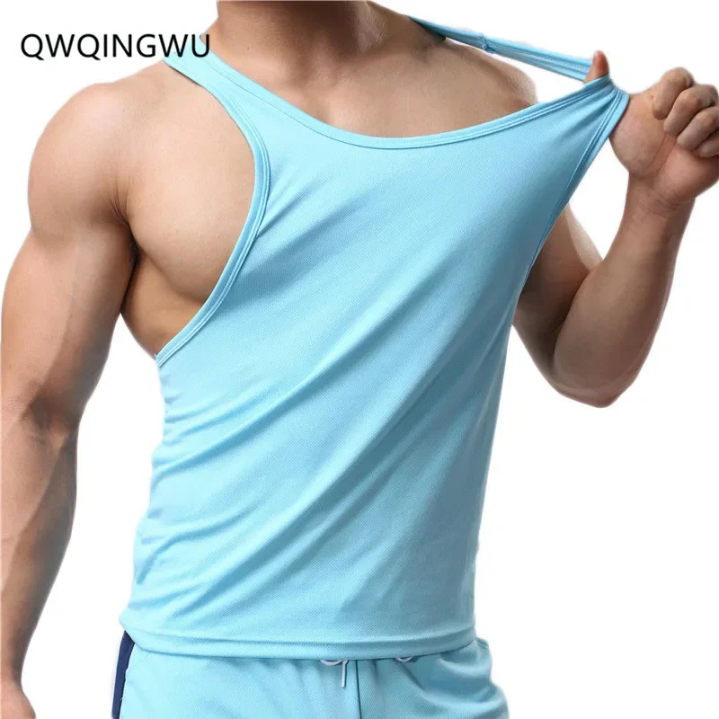 Men Tank Tops Bodybuilding Fitness Stringer Elasticity O-Neck Men Tank Top Wear Vest Undershirt Casual Clothing Tank Tops