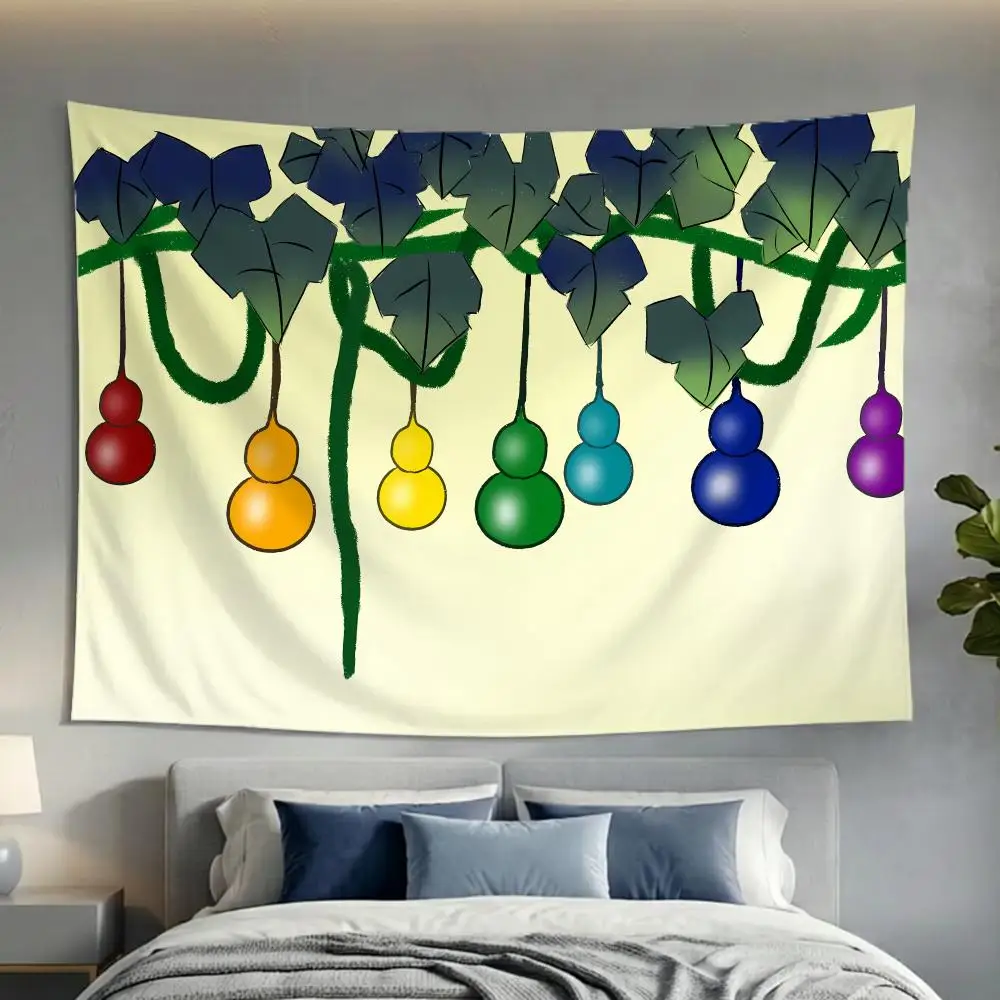 Chinese Traditional Brave Classic Calabash Brothers Tapestry Soft Lightweight Wall Art Decor for Living Home Room Bedroom