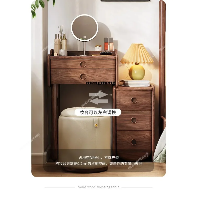 

Wood Mirror Vanity Table Makeup Chair Drawers Organizer Dressing Table Cosmetics Girl Mesa De Maquillaje Postmodern Furniture