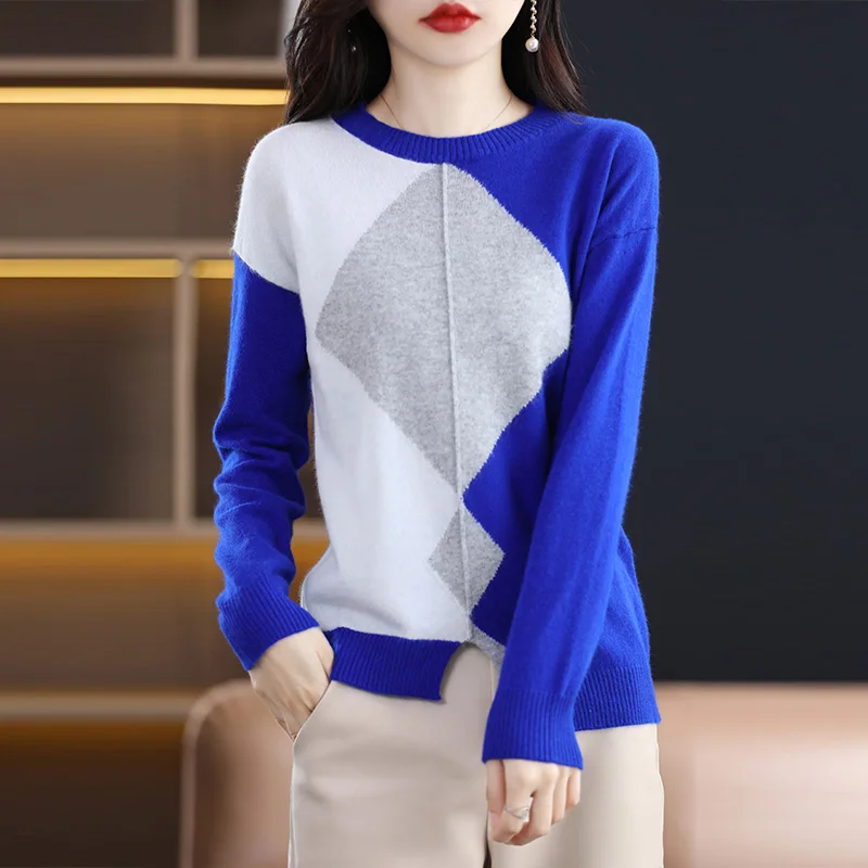 

Snaoutofit Chic Multicolor Pullover Pure Cardigan Women's O-Neck Thick Long Sleeve Top 2022 Autumn Winter Warm Knit Base Shirt