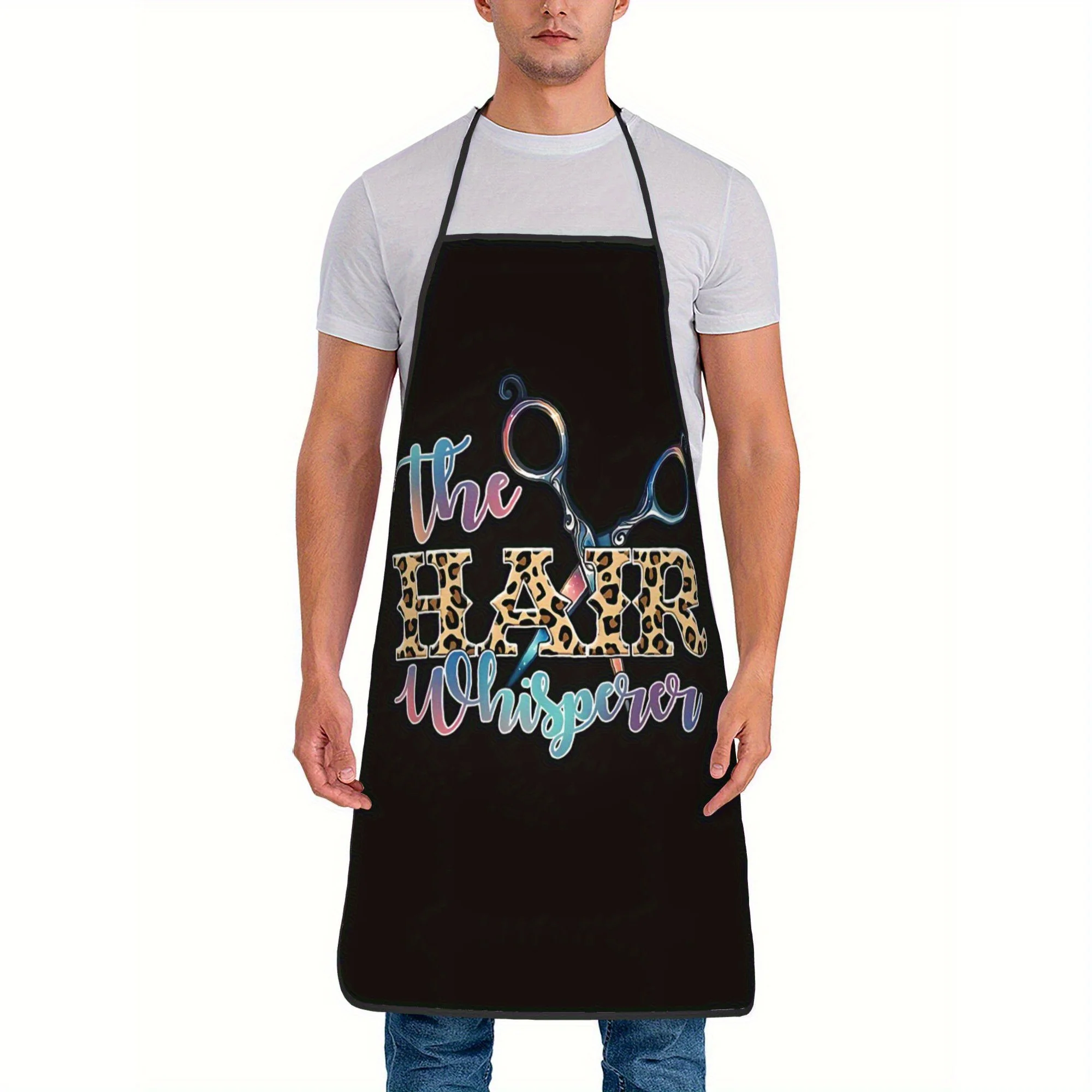 Of 2 Vintage Leopard Print Hairdresser Aprons Made from 100% Polyester Fabric, Featuring Slight Stretch, Suitable for Both Men A