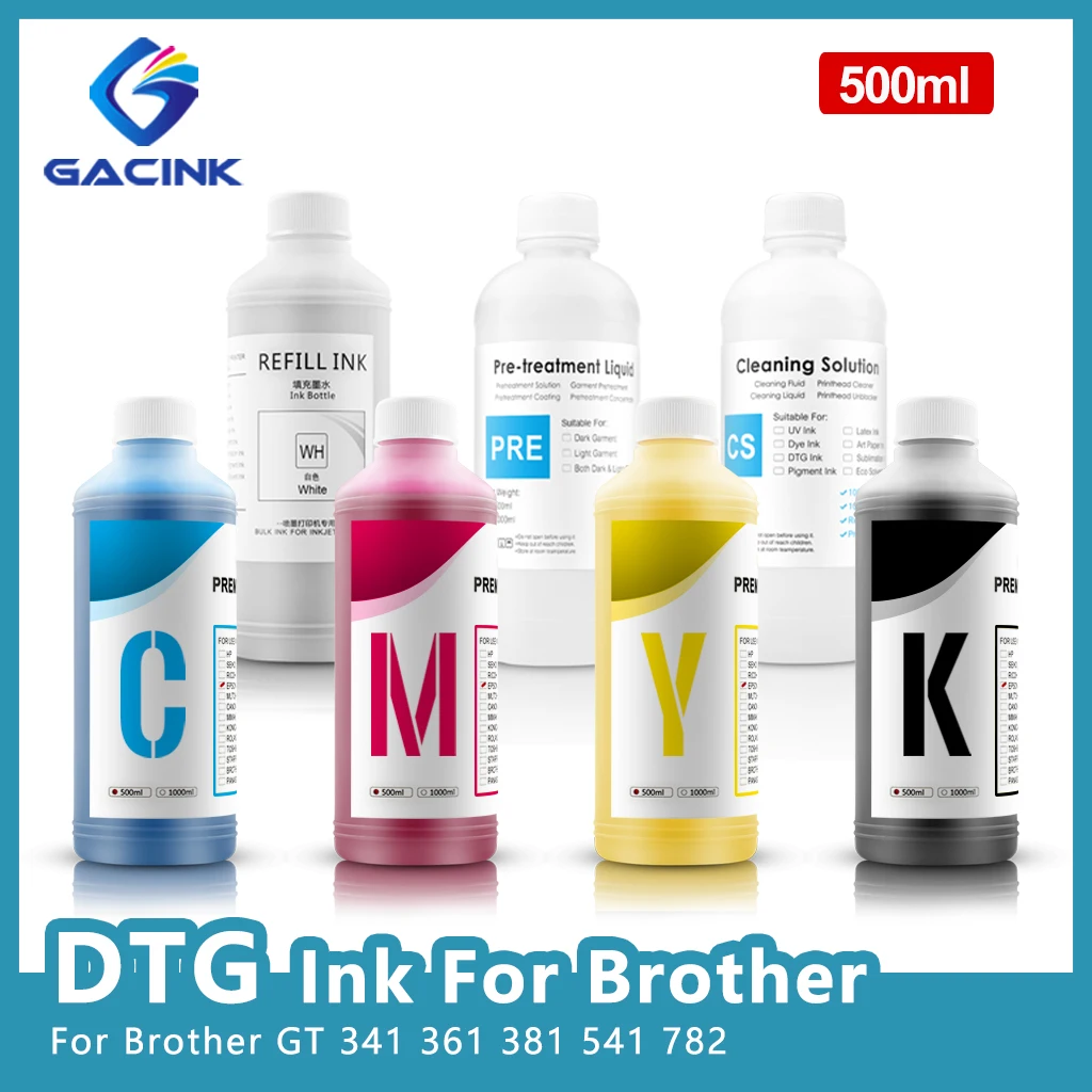 

DTG Ink 500ml For Brother GT3 GT-341 GT361 GT381 GT541 GT782 Printer Textile Ink Direct To Garment Ink High Quality White Ink