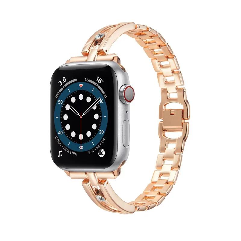 アップルウォッチ用スリムメタルバンド,ステンレススチール,iwatch用,ダイヤモンドブレスレット,ラグジュアリー,49mm, 8、7、41mm, 45mm, 6、5、4se, 44mm 42mm, 38mm, 40mm