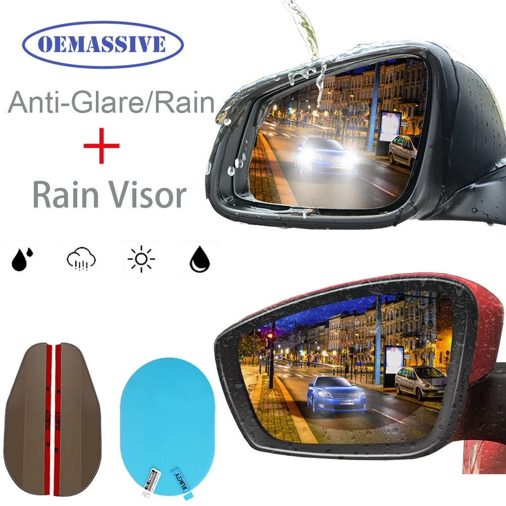 Rearview Mirror Visor Eyebrow Cover Film Anti - Fog Anti - glare Protect Rainproof Sticker Enhance Appearance Sun Rain Board Kit