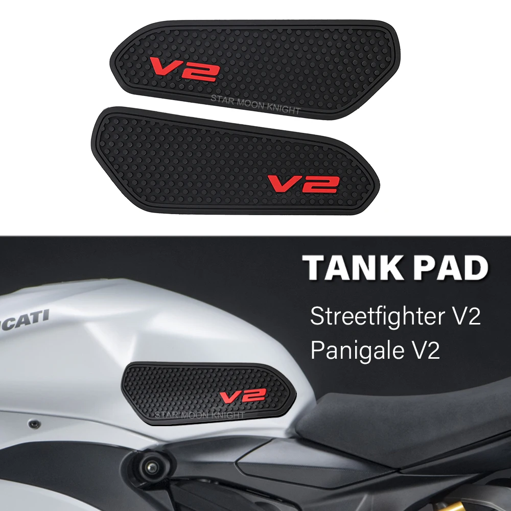 Almohadilla lateral para tanque de combustible de motocicleta, almohadillas protectoras para tanque Ducati Streetfighter V2 Panigale V2, pegatinas, almohadilla de tracción para agarre de rodilla