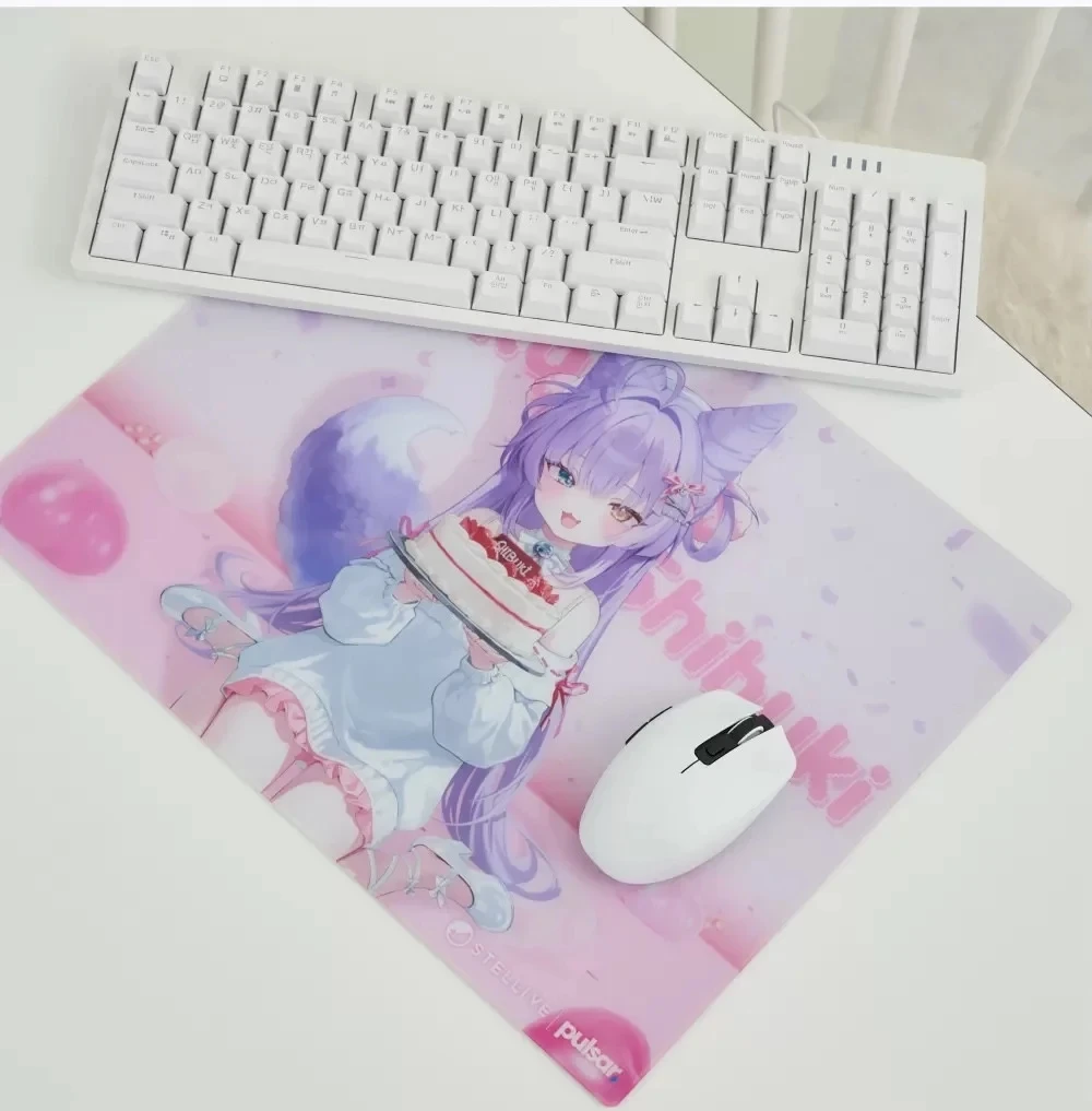 Micro Etching Cute Girl Glass Gaming Mouse Pad Smooth Frosted Surface Desk Tempered Glass Mouse Pad E-Sports Table Mouse Pad