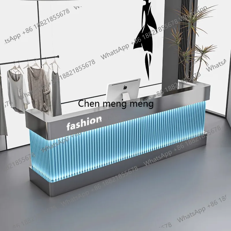 

Nordic Creative Reception Desk Stainless Steel Barber Shop Gym Luxury High-end Bar Beauty Salon Front Desk Office Furniture