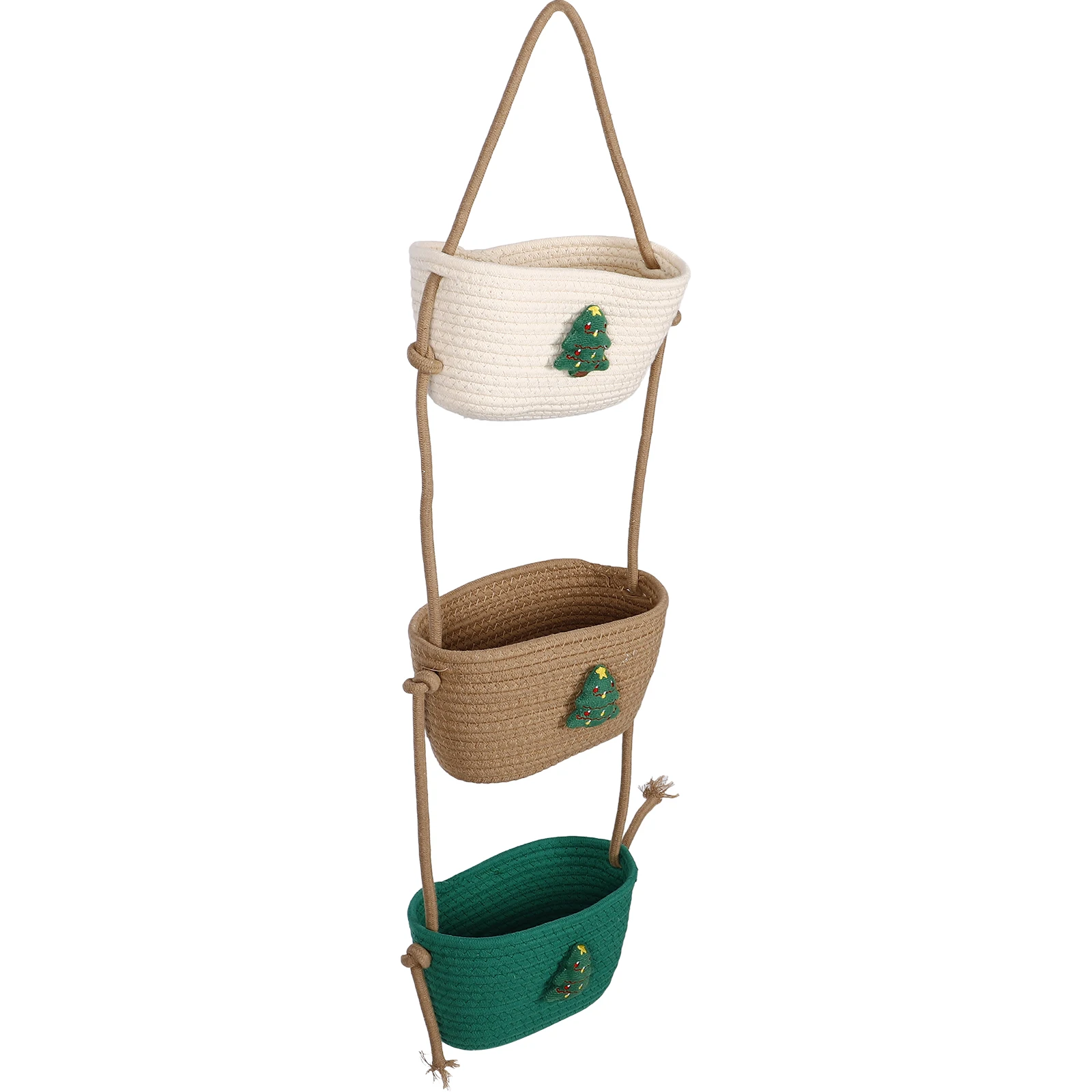

Christmas Tree Hanging Basket Woven Hangable Storage for Organizing Cotton Linen