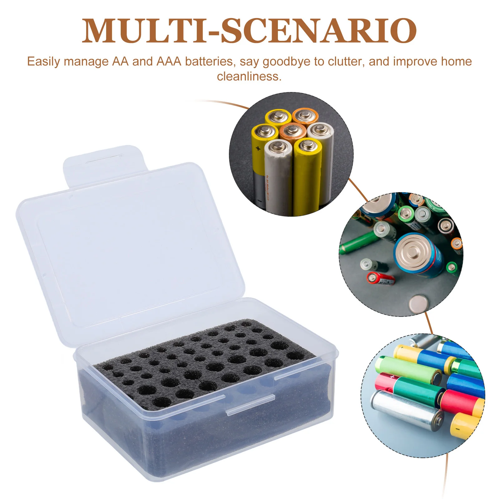 Multi Compartment Box for Aa Aaa - Clear Plastic Storage Organizer Holder Case Stackable Design for Home