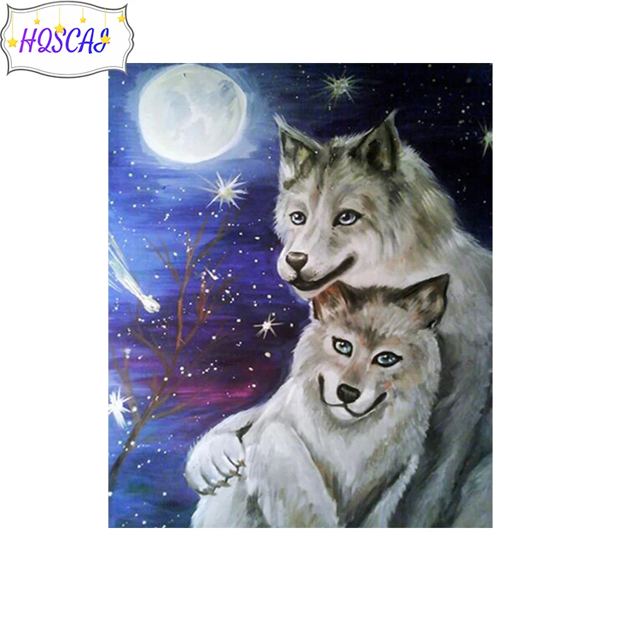 

5D DIY Diamond Painting Moon wolf animal Cross Stitch art Kit Full Drill Embroidery Mosaic Picture Of Rhinestone Gift Home Decor