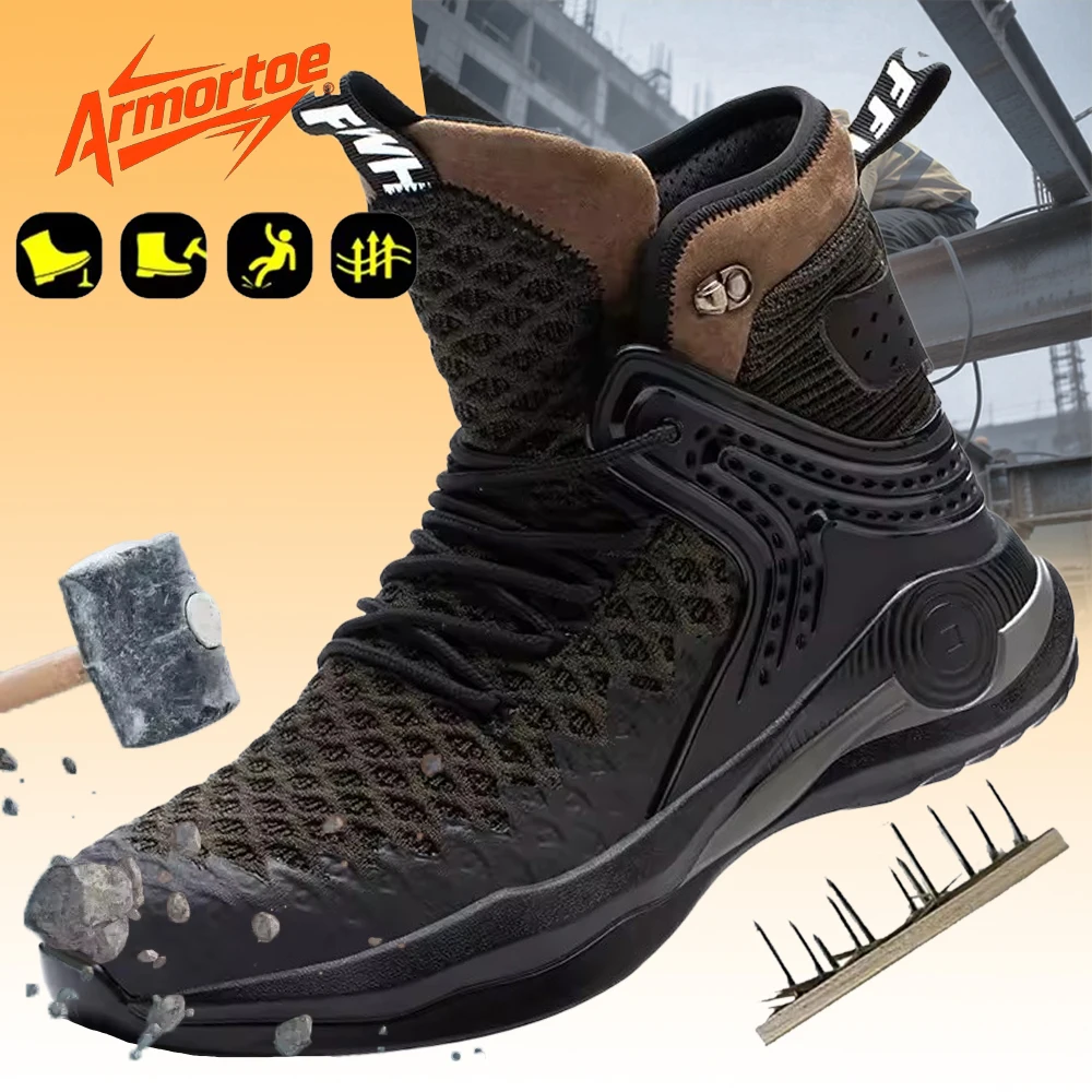 

ArmorToe High-top Steel Head Anti-smash Anti-stabbing Safety Shoes Non-slip Breathable Comfortable Work Shoes #Armor2779
