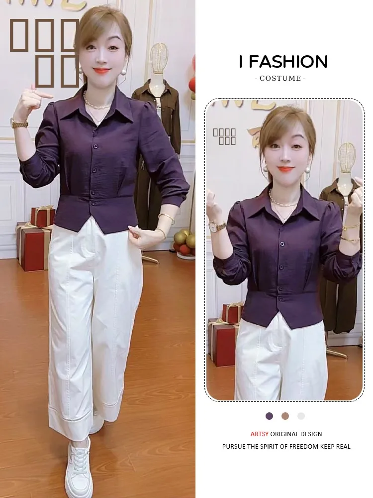 

Slim Fit Long Sve Ne irt for Women Sli Casual Faion Spring Autumn New Arrival Anti-Wrinkle Chinese Brand