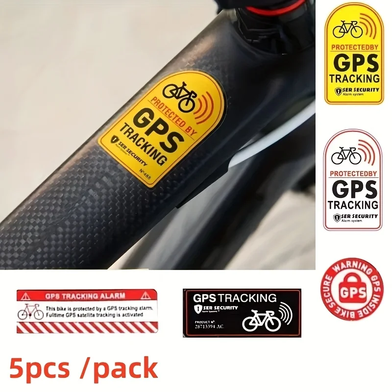 5pcs/pack  Bike Scooter Motorcycle Anti-Theft Decal Warning Reflective Paster For Bicycle Accessories
