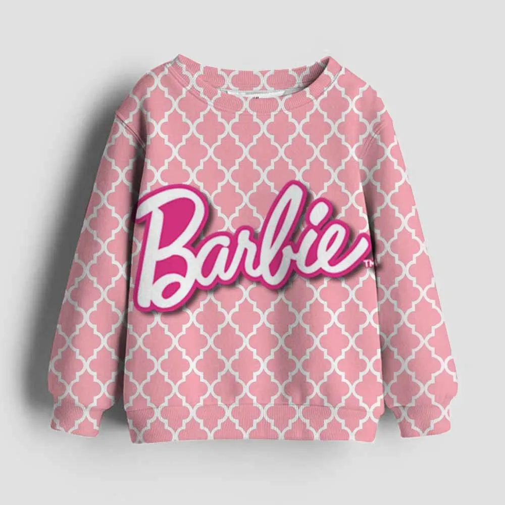 New Printed Barbie Children's Round Neck Hoodie Autumn/Winter Long Sleeve Sweatshirt Boys and Girls Kawaii Birthday Gift