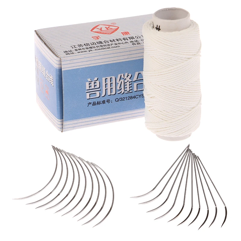 Veterinary Surgery Suture Needle And Suture Thread Pet Animal Pig Curved Trigeminal Needle Veterinarian Surgical Tool