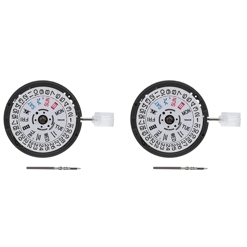 

2X NH36/NH36A Automatic Mechanical Movement 24 Jewels White Datewheel Crown At 3.0 Watch Mechanism Replacements