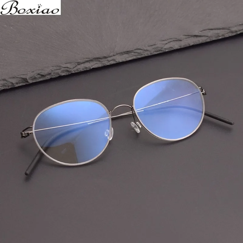 Linde's Same Screw-free Design Ultra-light Titanium Sylvia Round Frame Anti-blue Myopia Frame Literary Retro Model