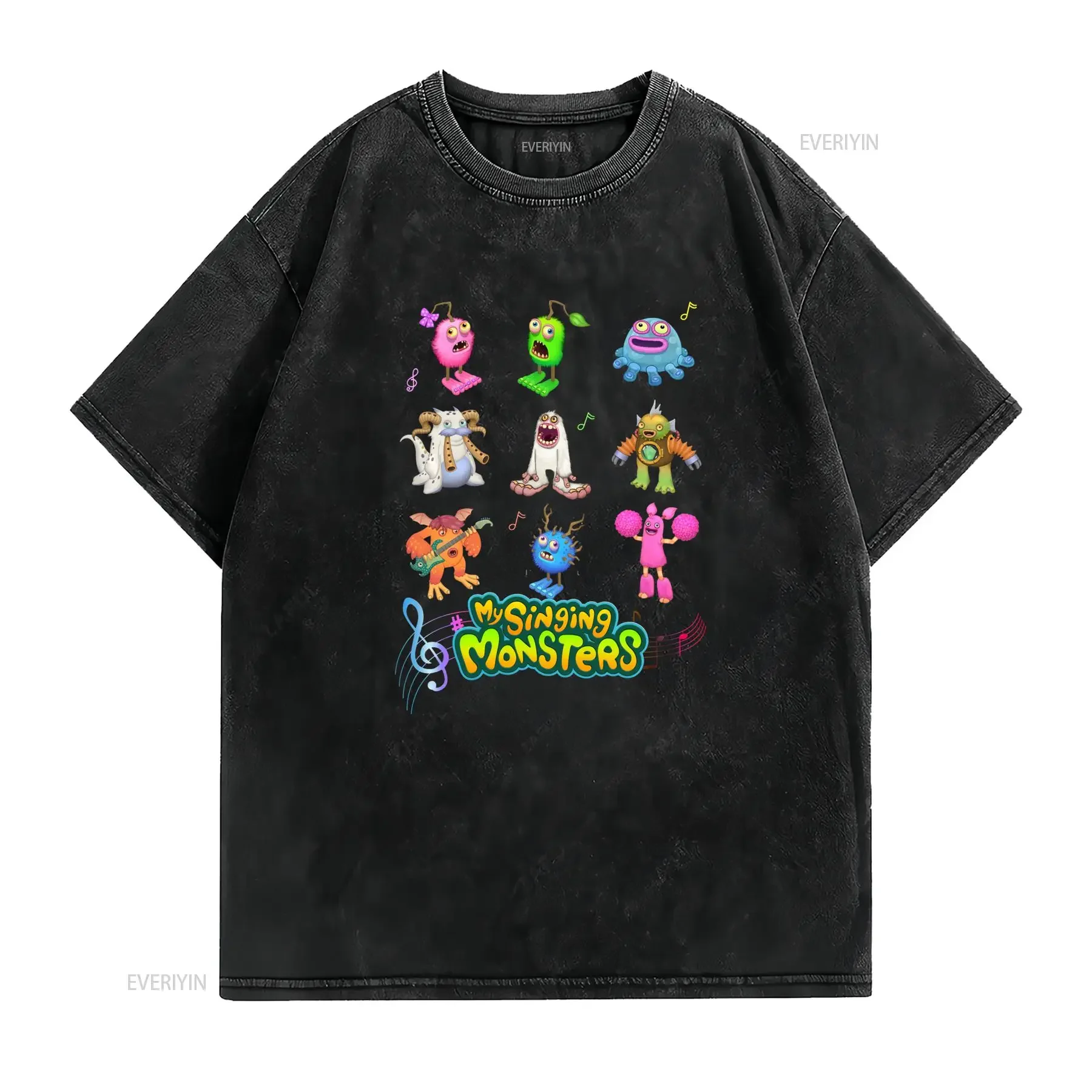 Men'S My Singing Monsters T Shirt Music Themed Birthday with Colorful Monster Characters Song Lyrics Casual Round vintage