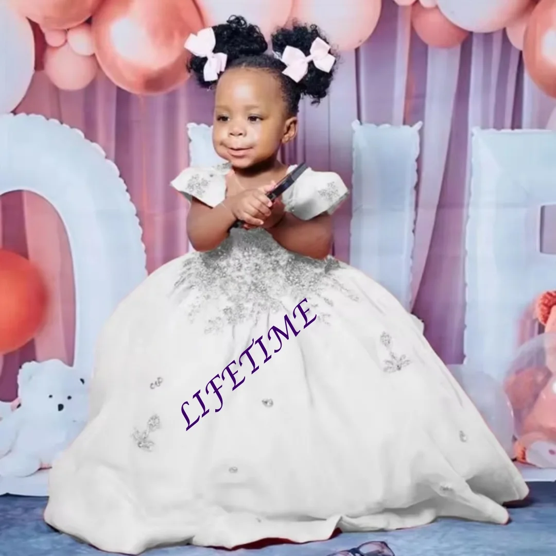 Peach Pink Princess Dress for Flower Girl Customized Wedding Party Performance First Communion Elegant Piano Host Outfit