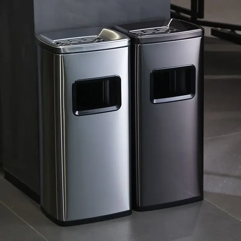 

Stainless steel trash can, hotel lobby, outdoor ashtray, hallway, smoking area, commercial mall, elevator