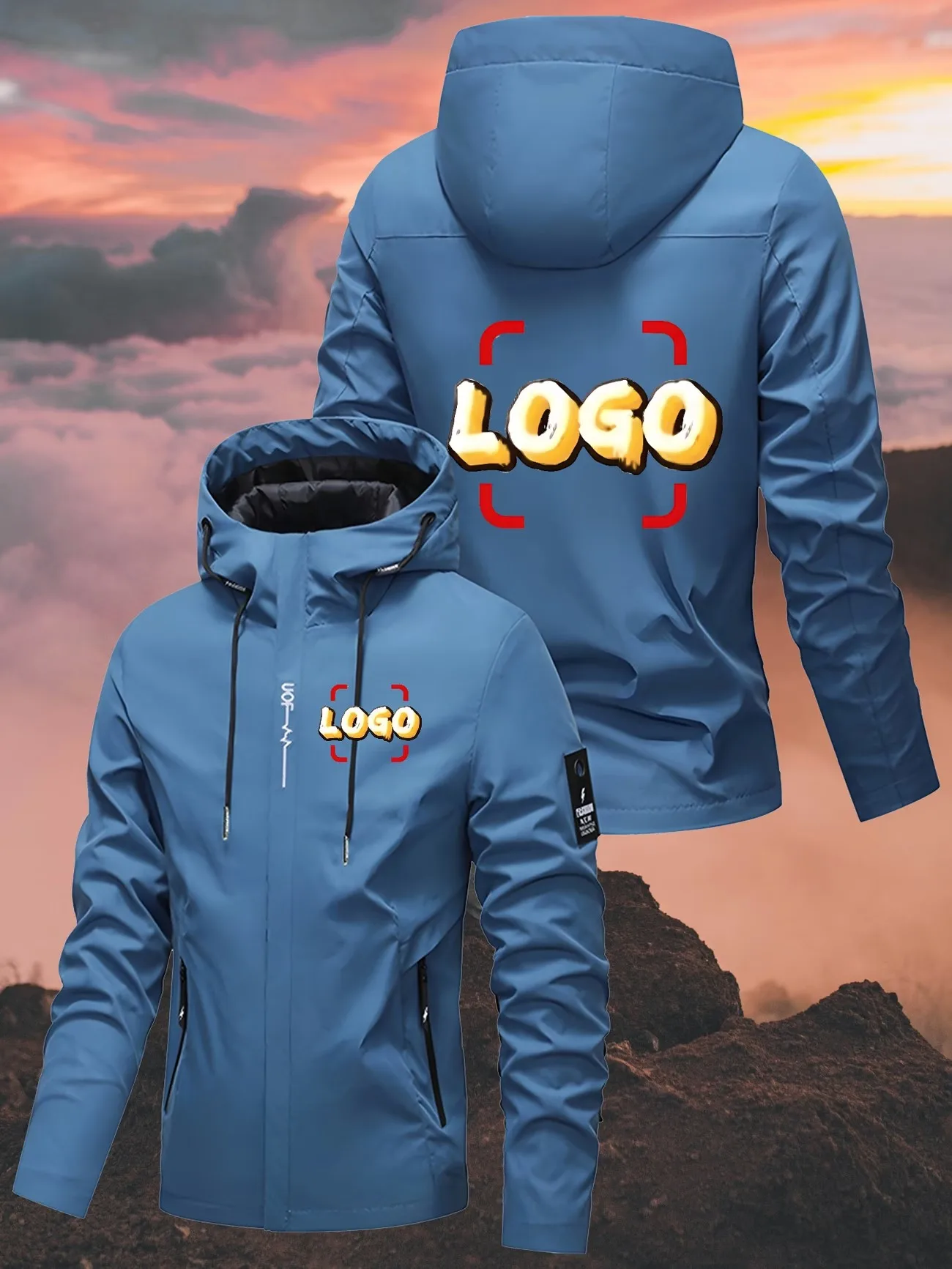 [Customized Windproof Jackets for Men and Women] Upload Logos, Text, and Images to Create a Unique Design - Customized Area Reference Product Images, Not the Actual Images Themselves - Show Off Your Uniqueness - Also Suitable for Team Building, Corporate Events, Brand Promotion, and Sales - Perfect for Daily City Commuting, Sports, Outdoor Travel, Hiking, Cycling, and Mountaineering