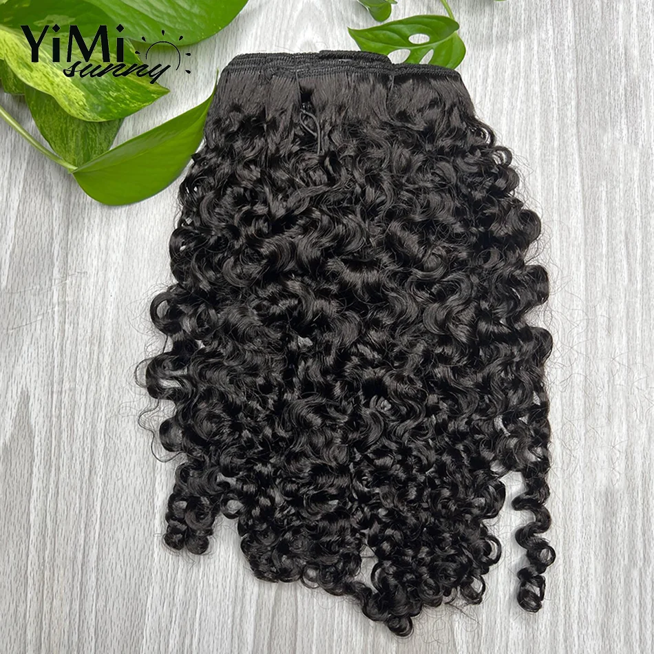 3C 4C Clip In Human Hair Extensions Birma Curly 7PC Clips Ins Extension Mongolian Full Head For Women Add Volume Yimisunny