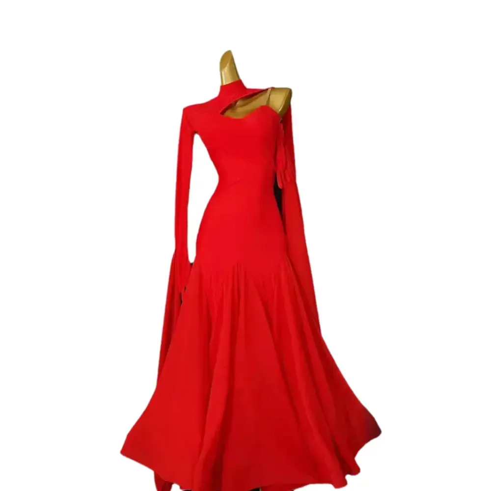 Latin dansjurk High-end aangepaste moderne lange mouwen hoge hals backless tango kinderen volwassen podium professionele kleding