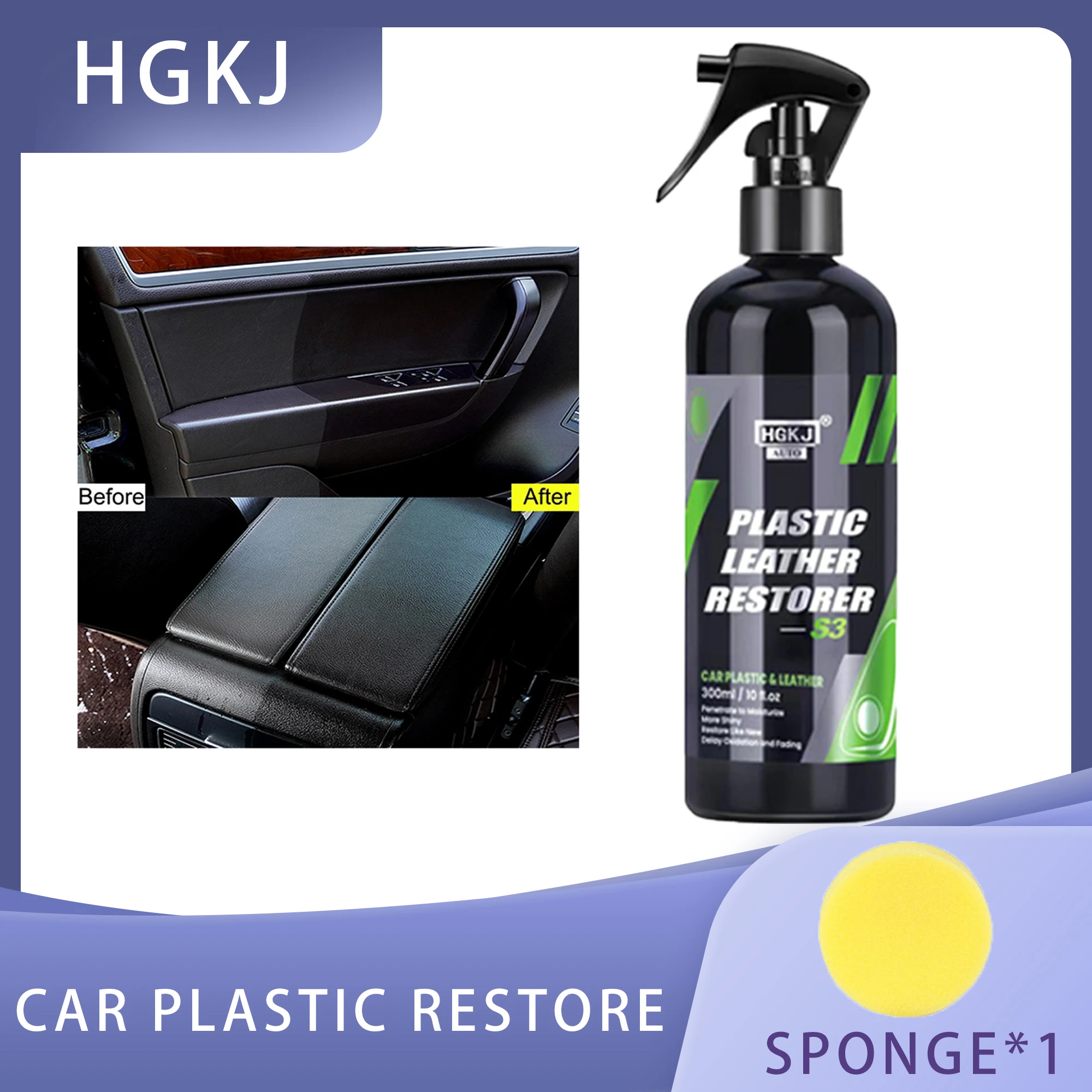 HGKJ S3 Plastics Leather Refurbishment Coating Car Interior Clean Back To Black Gloss Leather Plastics Renovator Car Chemicals