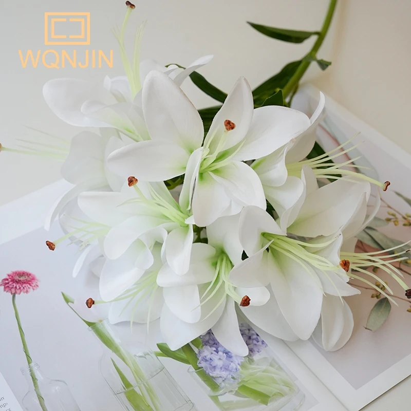 1 Stück, simulierte Seide 10 Köpfe lange Lilie, Heim hochzeits bühnen dekoration, Blumen arrangement, passende Materialien, Fotografie Requisiten – Detail 8