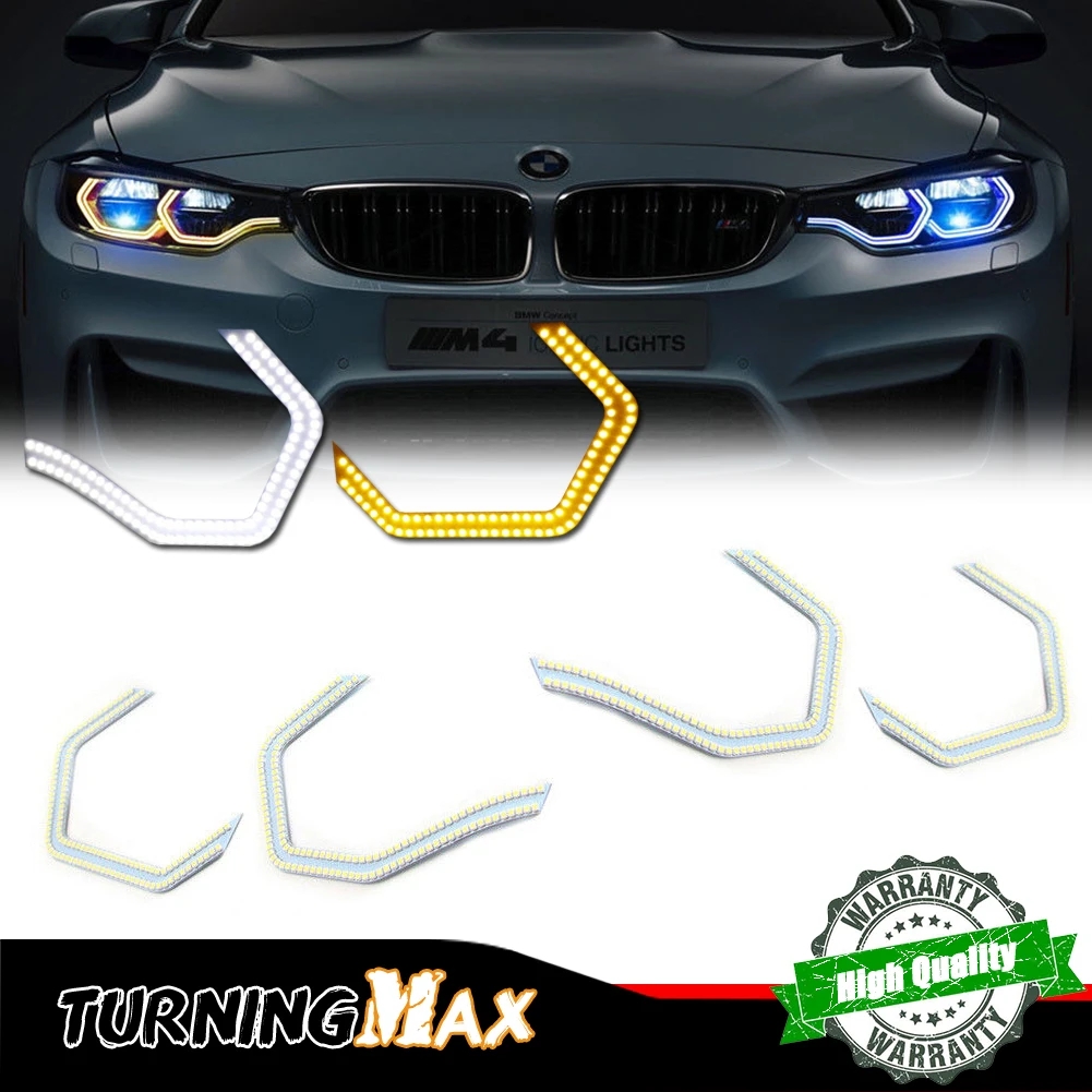 Dual Color LED Angel Eye Kit W/Relay Wirings DRL Turn Signal Light For BMW F30 F31 F32 F34 2 3 4 5 Series Headlight Retrofit