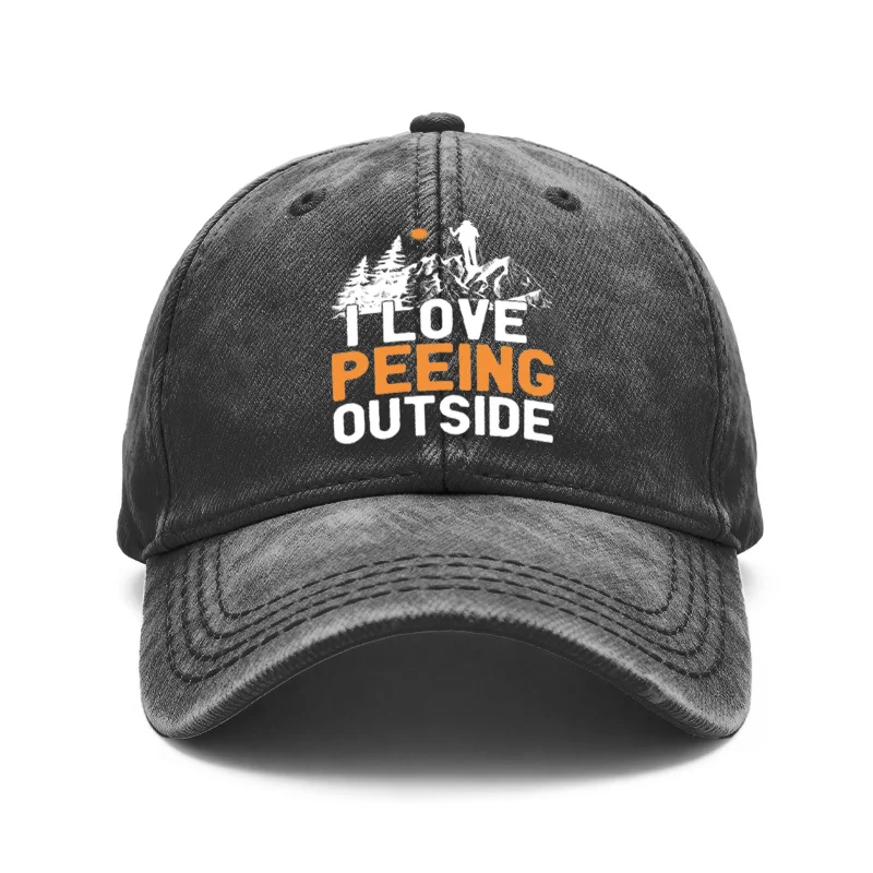 1 Piece Fun Retro Washed Baseball Cap I Love Peeing Outside - Adjustable Unisex Outdoor Hat Suitable for Hiking, Camping, a Gift for Both Men and Women, Humorous Graphic Print, Suitable for Everyday Wear All Year Round (No Need for Embarrassment)