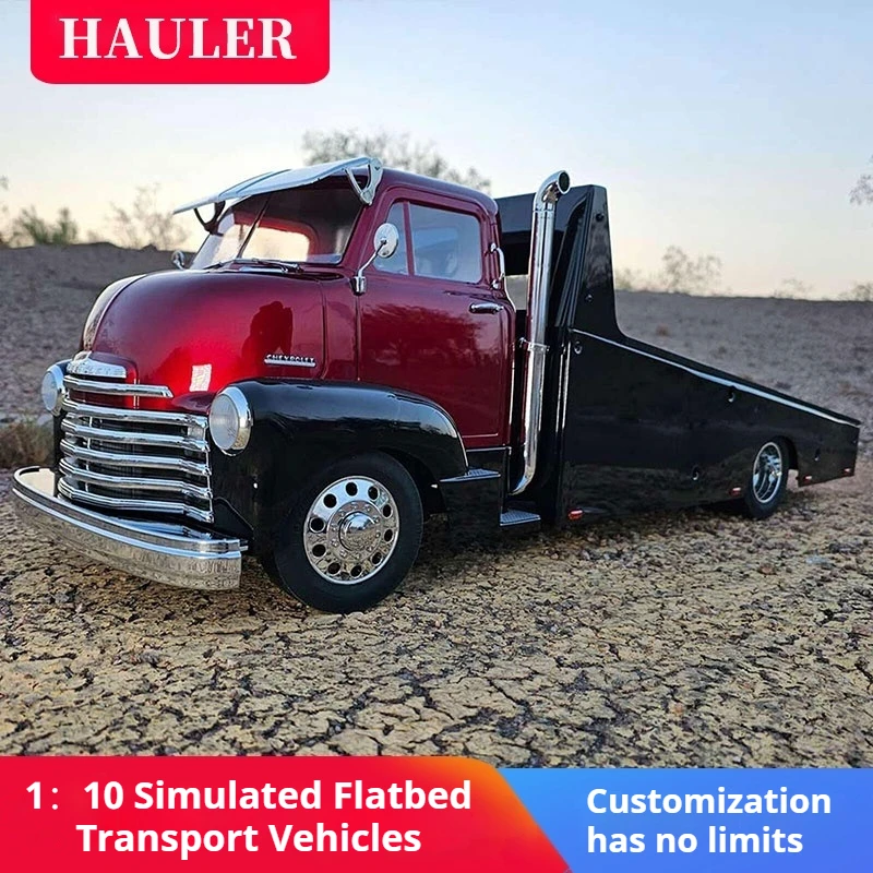 Red Cat 1953 1:10 Simulation Flatbed Transport Vehicle Hauler Remote Control Classic Rear Wheel Drive Trailer Climbing Car Model