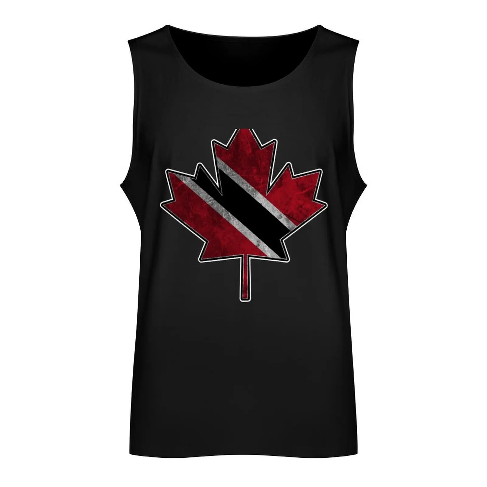 Trinidadian Canadian - Maple Leaf Clipped Into Trinidadian National Flag Tank Top gym t-shirts man tops