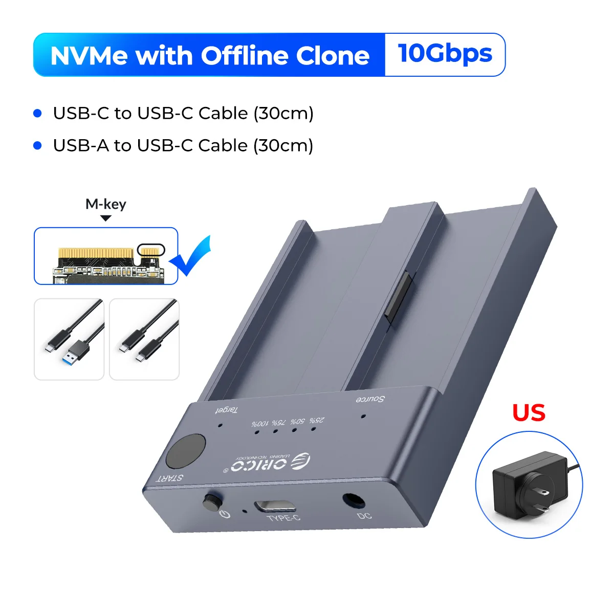 2024 NVME SSD Duplicator Enclosure ORICO Dual Bay M.2 NVME À USB C Aluminium M.2 NVME SSD Cloner, Clone Hors Ligne Pour PCIe M Key SSDS Jusquà 8 To, Du 109,19 € | DHgate