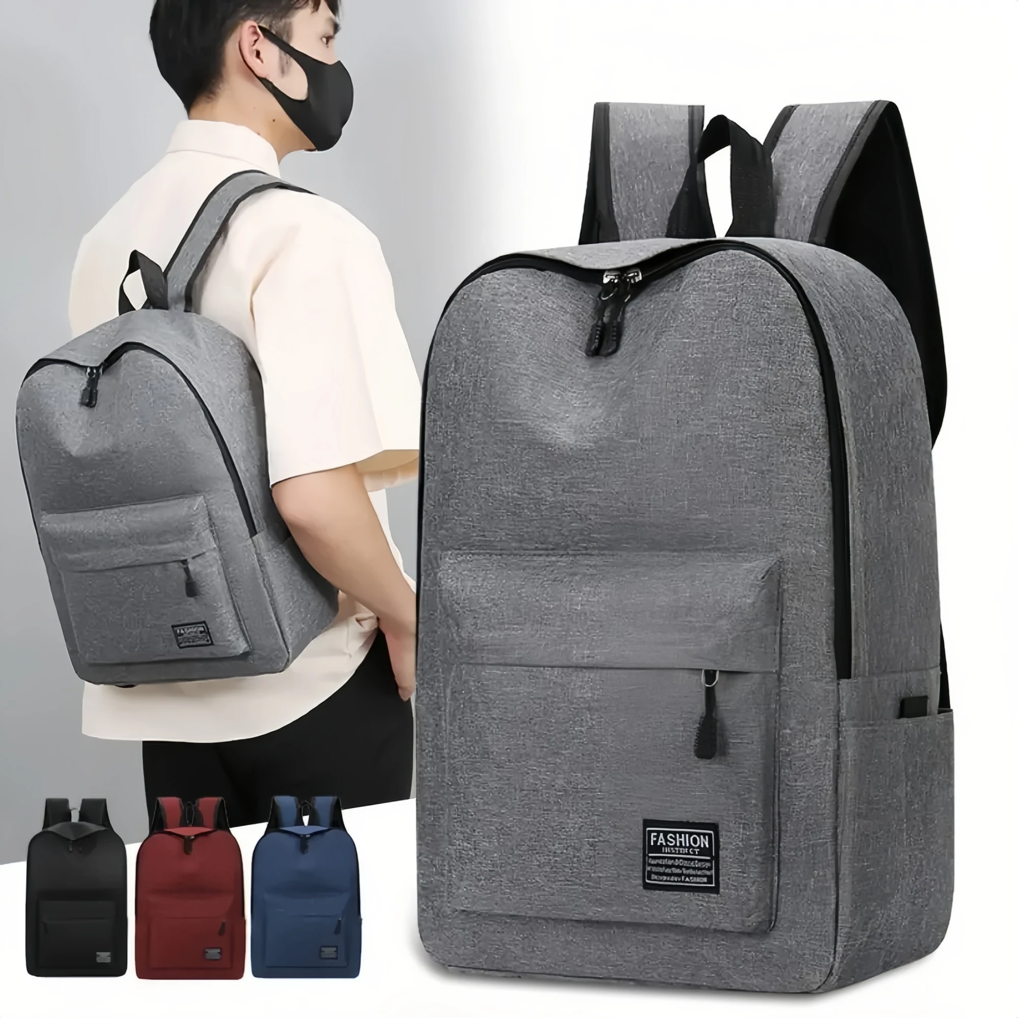 Zaino preppy minimalista di grande capacità da uomo - Zaino per pendolari, borsa per laptop da viaggio durevole, stile preppy minimalista-tan