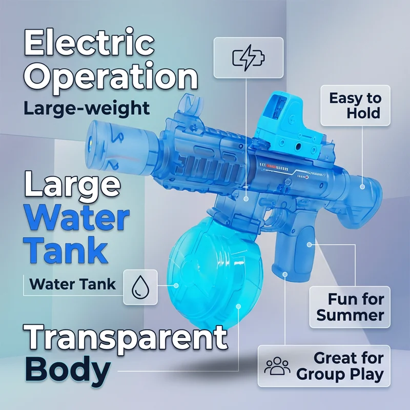 Electric Water Guns For Adults Large Capacity Powerful Automatic Squirt Gun Outdoor Summer Pool Beach Game Toy For Boys And Kids view 2