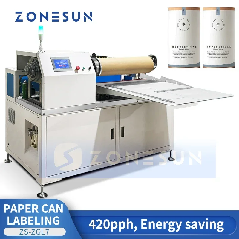 Zonesun ZS-ZGL7 Máquina de rotulagem de cola úmida semiautomática Máquina de rotulagem de latas de papel Aplicador de etiquetas de tubo