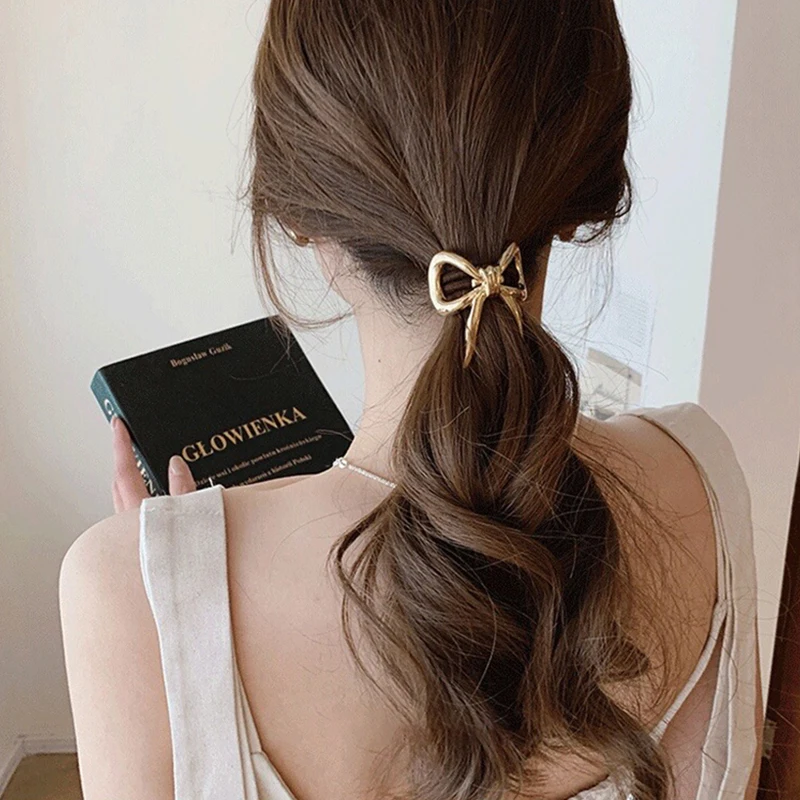 New Sweet Hair Tie Alloy Bow Pendant Elastic Hair Band Ponytail Holder Women Hair Accessories Rubber Bands