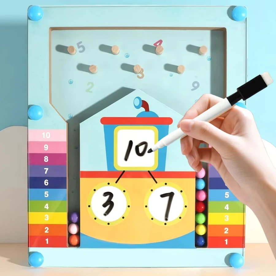 Wooden Number Calculation Board Montessori Math Counting Learn Toy Number and Math Learning Toy for Kindergarteners and Toddlers